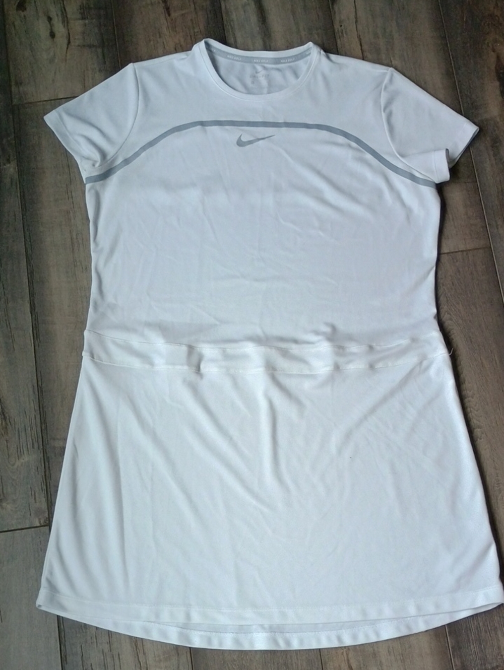 Nike White Short-Sleeve Athletic Tee Dress with Gray Detail